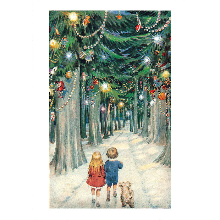 Laughing Elephant - Children in a Christmas Forest - Boxed Christmas Cards