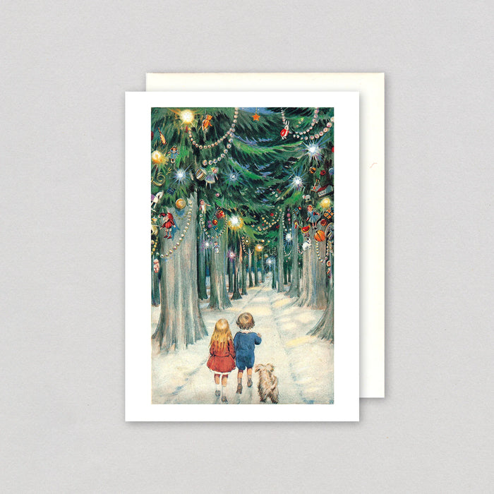 Laughing Elephant - Children in a Christmas Forest - Boxed Christmas Cards