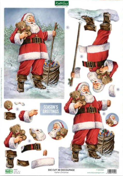 Katy Sue - Die Cut Decoupage – Father Christmas - Single Sheet