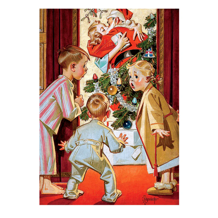 Laughing Elephant - Mommy Kissing Santa Claus - Boxed Christmas Cards