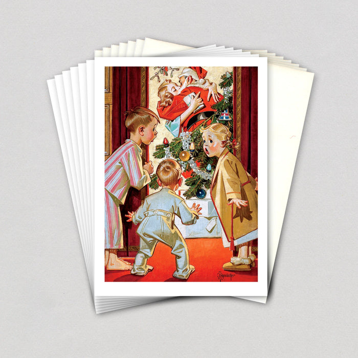 Laughing Elephant - Mommy Kissing Santa Claus - Boxed Christmas Cards