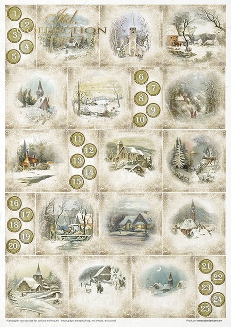 ITD Collection - Vintage Advent Calendar Rice Paper Set