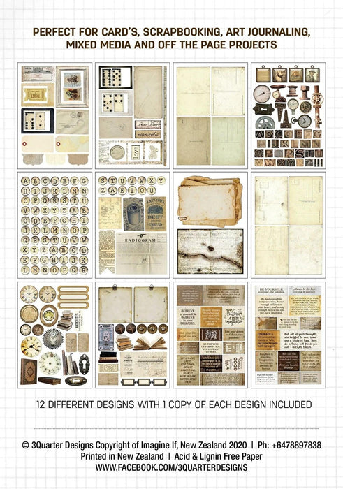 3Quarter Designs Ephemera Fussy Cutting Pack - Vintage Life - Root & Company