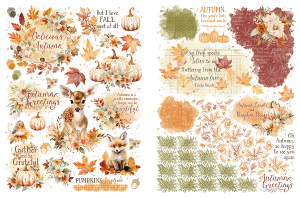 Graphic 45 - Autumn Greetings Collection - Rub-On Transfers