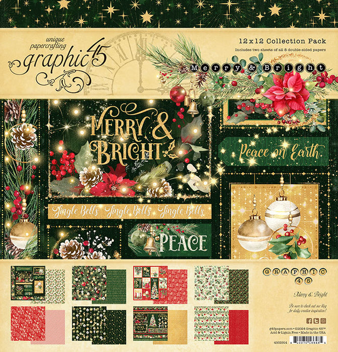 Graphic 45 - Merry & Bright Collection - 12 x 12 Collection Pack