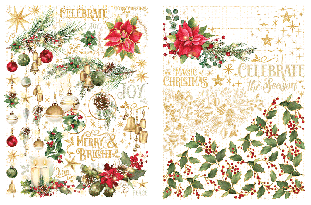 Graphic 45 - Merry & Bright Collection - Rub-On Transfers