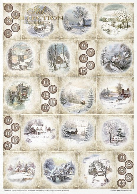 ITD Collection - Vintage Advent Calendar Rice Paper Set