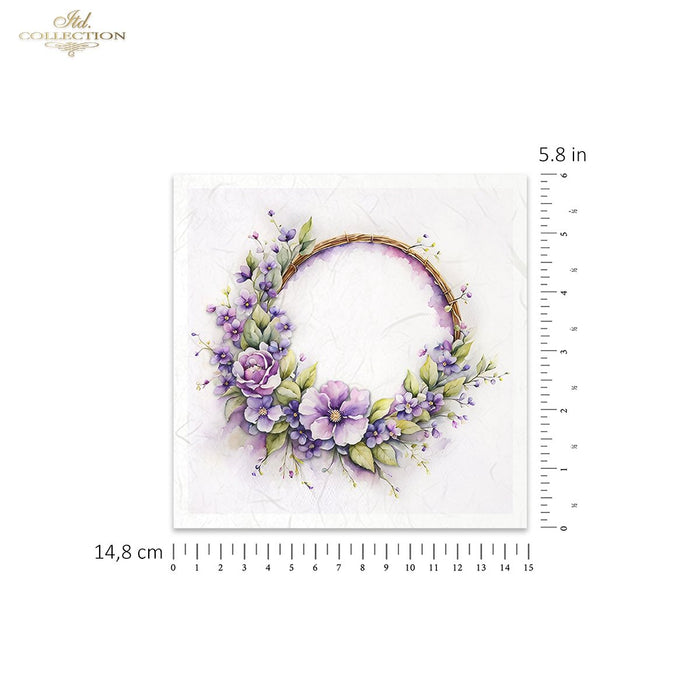 ITD - Rice Paper Set Mini - Wreath of Spring Flowers Purple