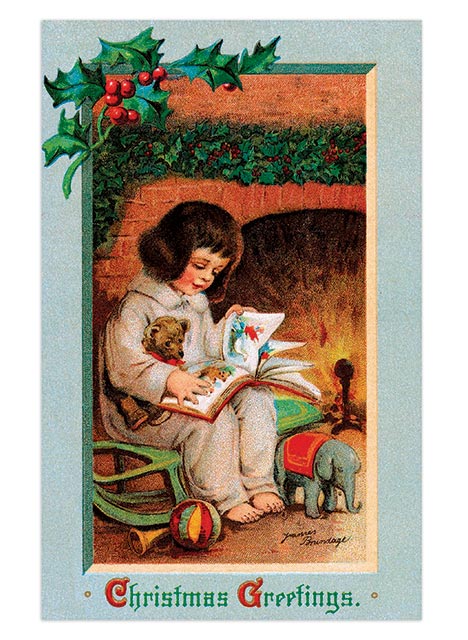 Laughing Elephant - Christmas Postcard Box - 36 Unique Vintage Postcards