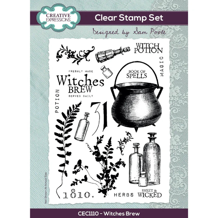 Creative Expressions - Sam Poole Witches Brew 6 in x 8 in Clear Stamp Set