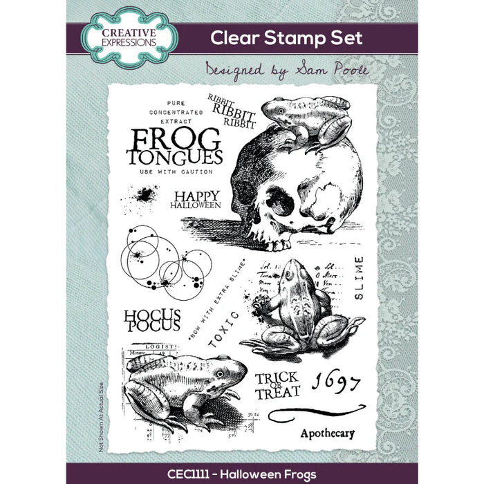 Creative Expressions - Sam Poole Halloween Frogs 6 in x 8 in Clear Stamp Set