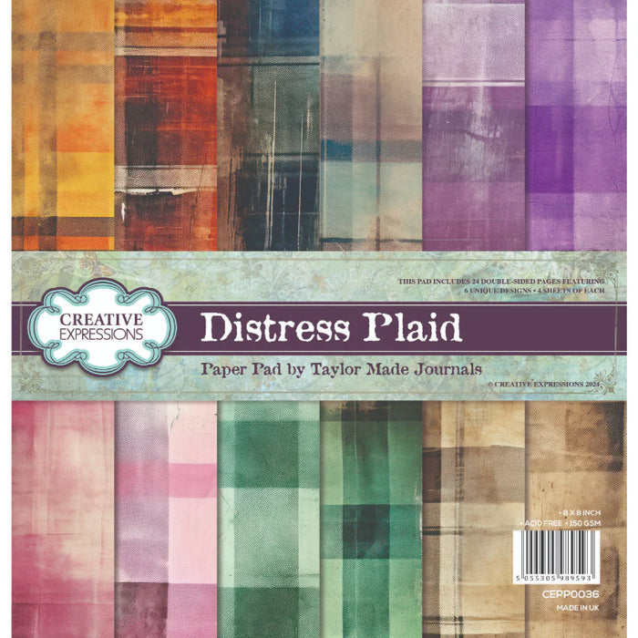 Creative Expressions - Taylor Made Journals Distress Plaid 8 in x 8 in Paper Pad