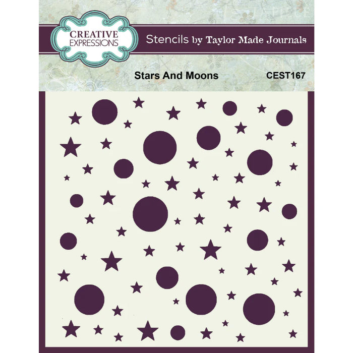 Creative Expressions - Taylor Made Journals Stars And Moons 6 in x 6 in Stencil