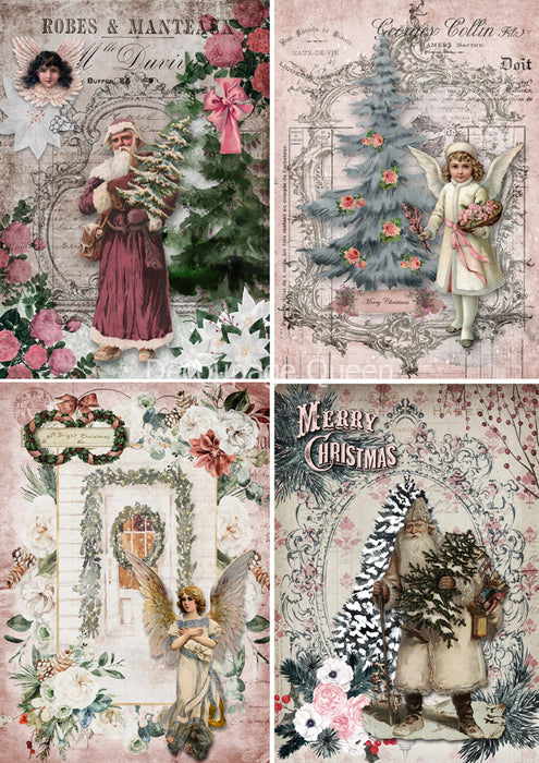 Decoupage Queen - Shabby Christmas 4 Pack Rice Paper