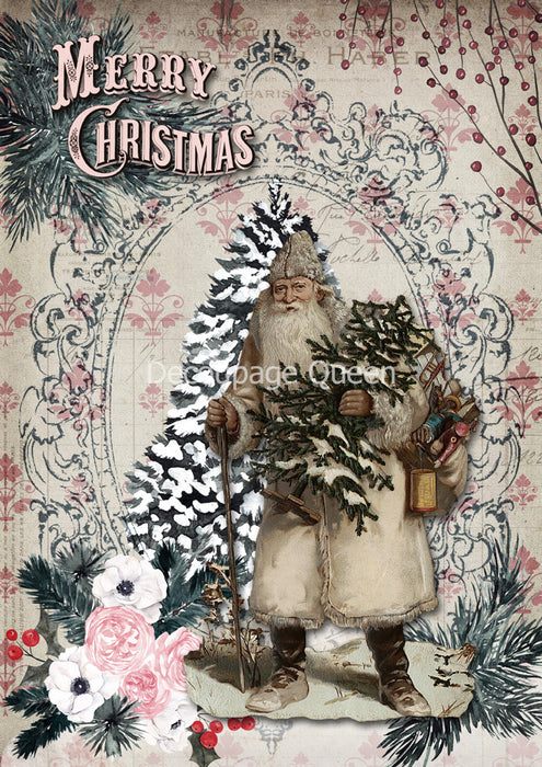 Decoupage Queen - Pink Christmas Rice Paper