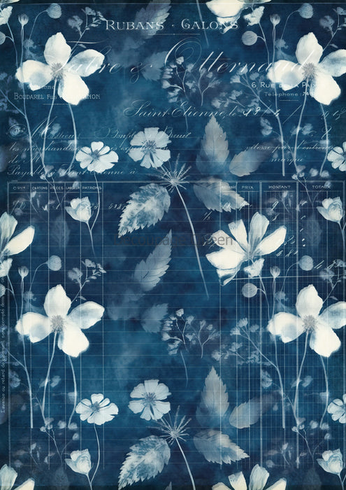 Decoupage Queen - Indigo Botanical I Rice Paper