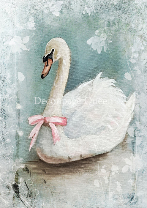 Decoupage Queen - Teresa Rene Art - Winter Swan Rice Paper