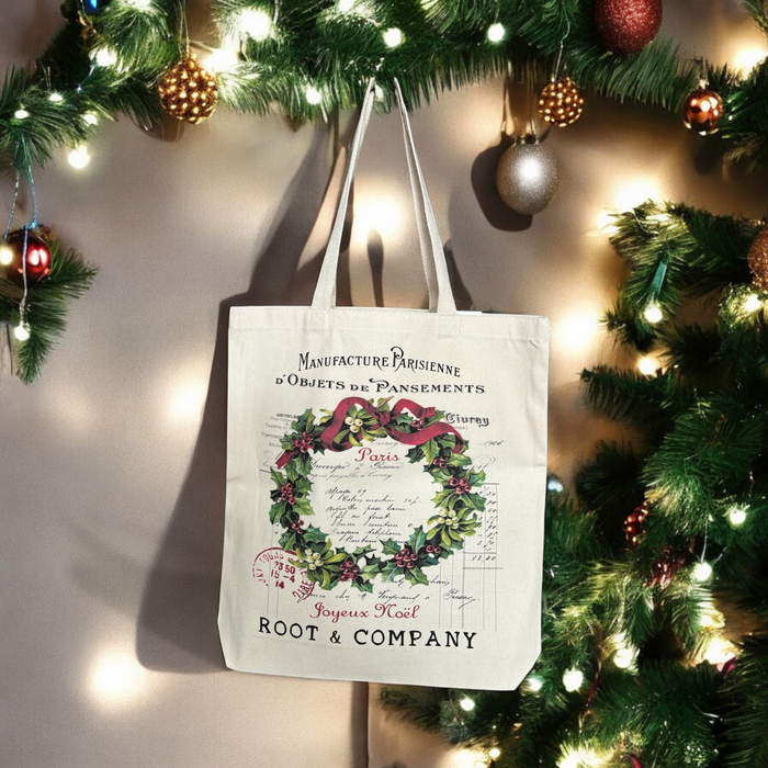 Root and Company - Joyeux Noel Wreath Tote Bag