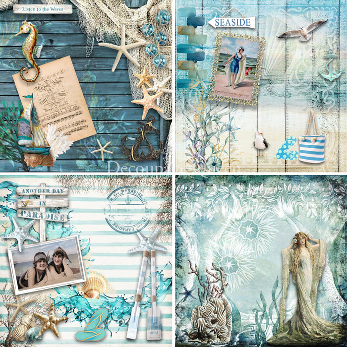 Decoupage Queen - Seaside Greetings Scrapbook Set - Mini 6 x 6