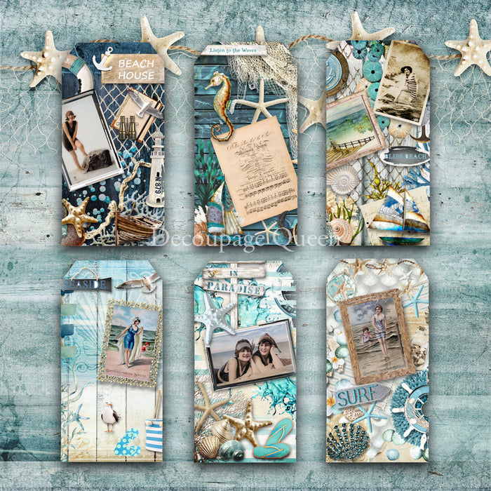 Decoupage Queen - Seaside Greetings Scrapbook Set - Mini 6 x 6