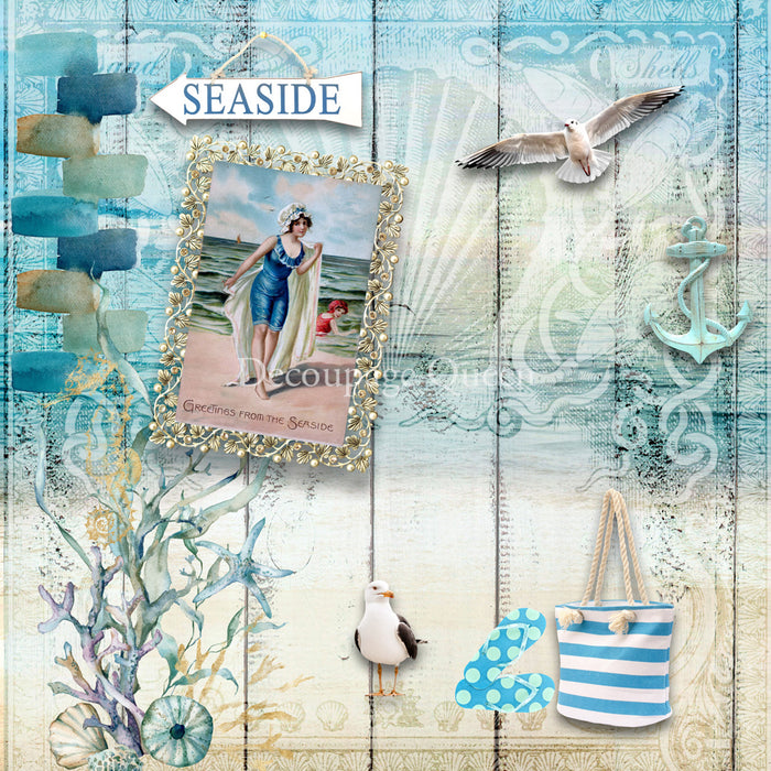 Decoupage Queen - Seaside Greetings Scrapbook Set - Mini 6 x 6