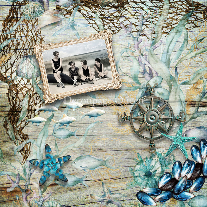 Decoupage Queen - Seaside Greetings Scrapbook Set - Mini 6 x 6