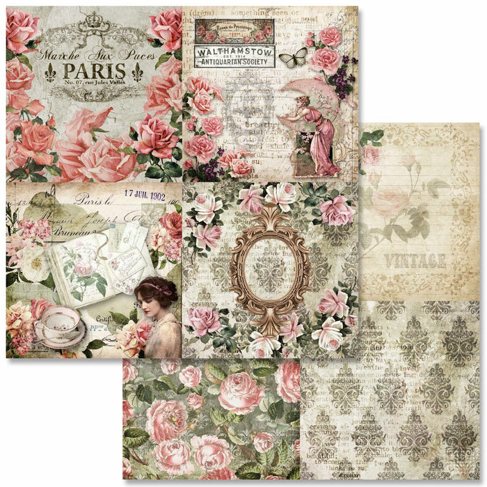 Decoupage Queen - Antique Roses Scrapbook Set - Mini 6 x 6