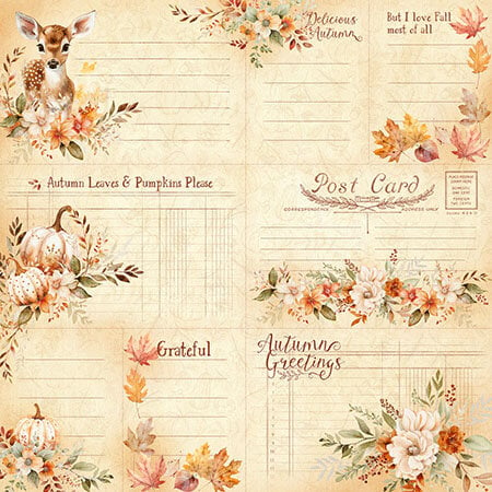 Graphic 45 - Autumn Greetings Collection - 12 x 12 Double Sided Paper - Gather And Be Grateful