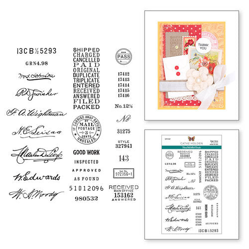 Spellbinders - Flea Market Finds Collection - Clear Photopolymer Stamps - Sign Here