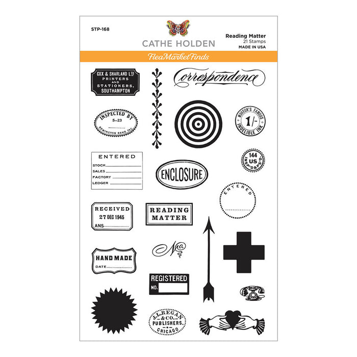 Spellbinders - Flea Market Finds Collection - Clear Photopolymer Stamps - Reading Matter