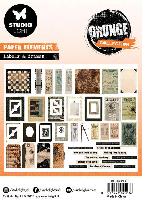 Studio Light - Paper Elements Tickets, Labels & Frames Grunge Collection