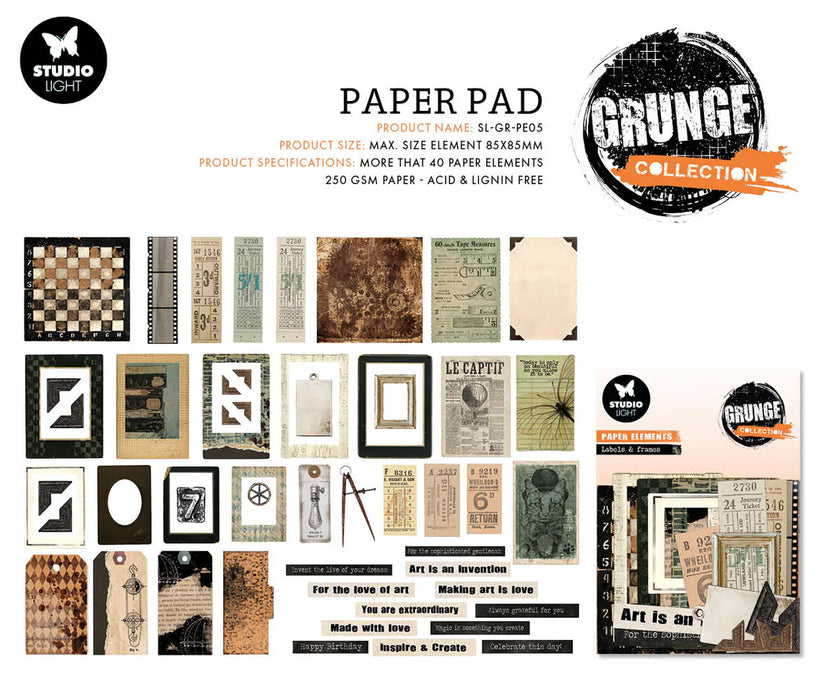 Studio Light - Paper Elements Tickets, Labels & Frames Grunge Collection