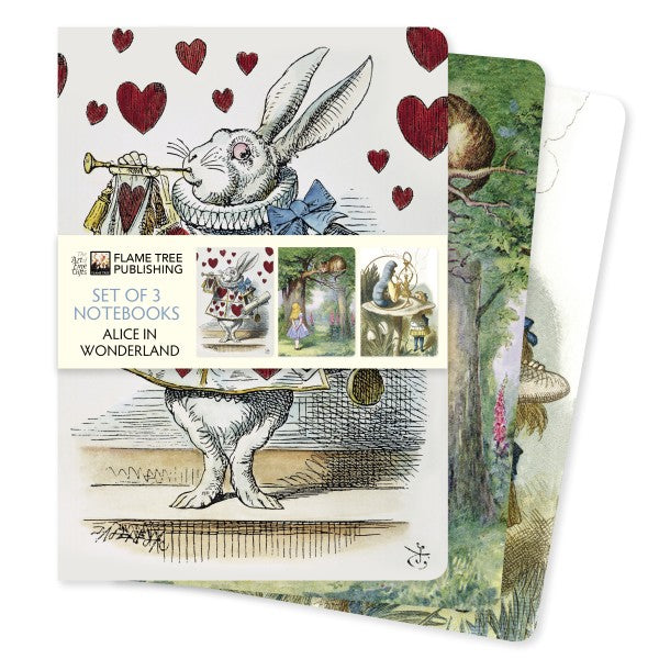 Flame Tree Publishing - Alice in Wonderland Set of 3 Standard Notebooks