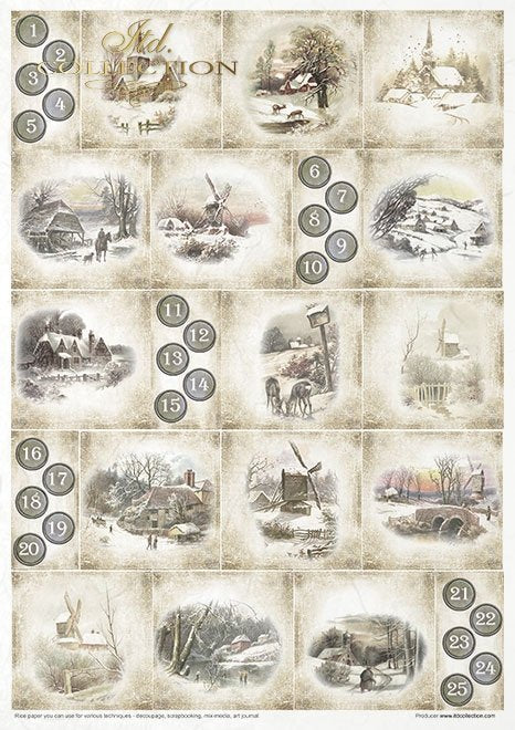 ITD Collection - Vintage Advent Calendar Rice Paper Set