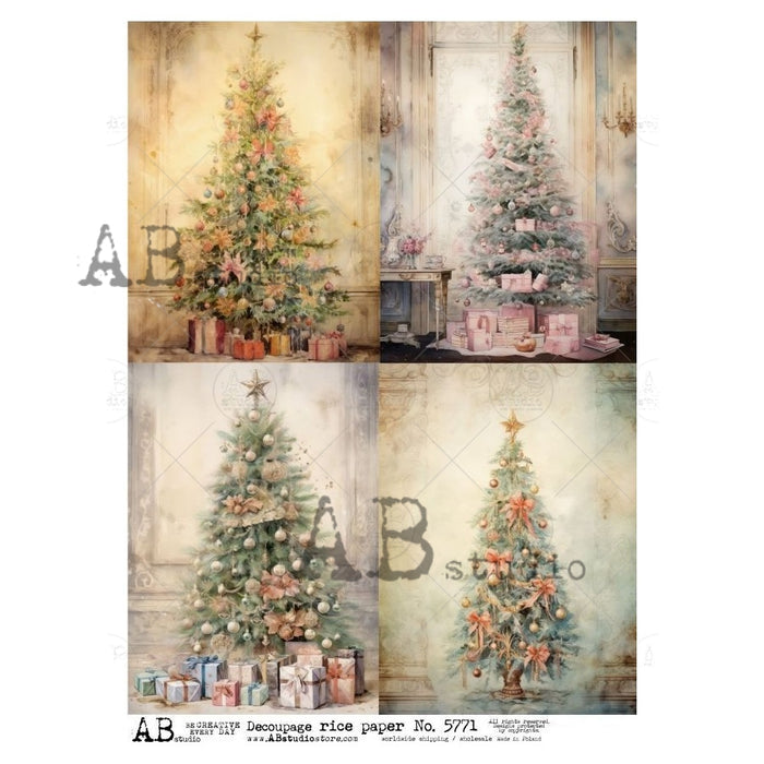 ABstudio - Rice Paper - Christmas Trees 4 Pack