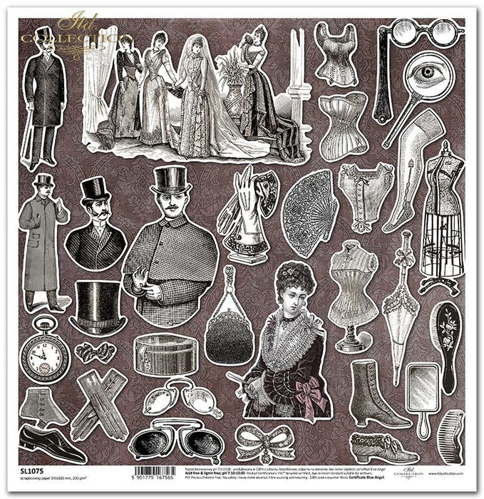 ITD Collection - Victorian Fashion Scrapbooking Single Sheet