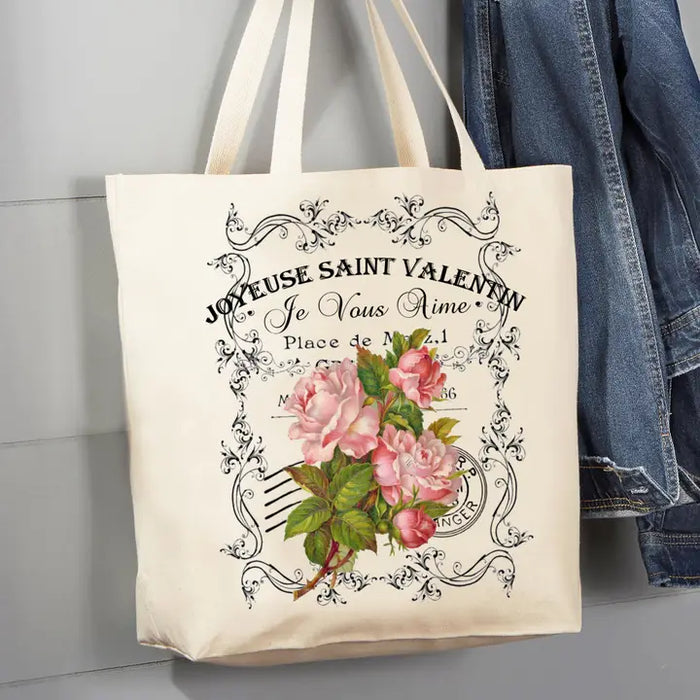 Root and Company - French Vintage Valentine Roses Tote Bag