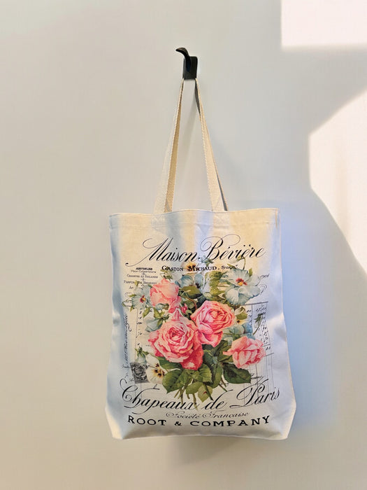 Root and Company - Vintage French Garden Roses Canvas Tote Bag