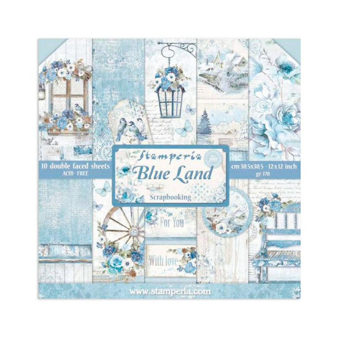 Scrapbooking Pad 10 Sheets 12"x12" - Blue Land - Root & Company