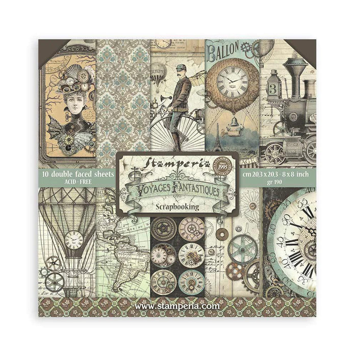 Scrapbooking Pad 10 sheets 8"x8" - Voyages Fantastiques - Root & Company