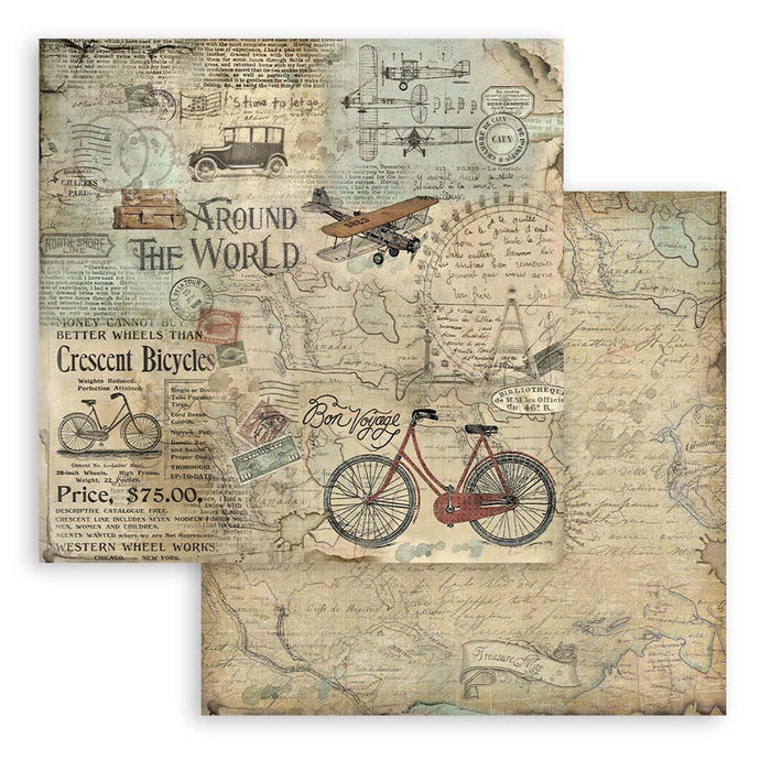 Scrapbooking Small Pad 10 Sheets 8"X8" - Around the World - Root & Company