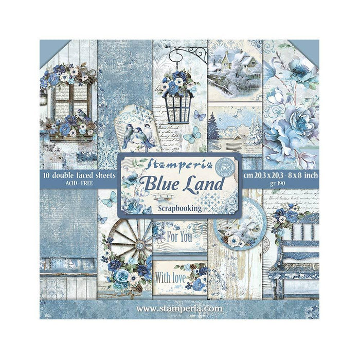 Scrapbooking Small Pad 10 Sheets 8"x8" - Blue Land - Root & Company