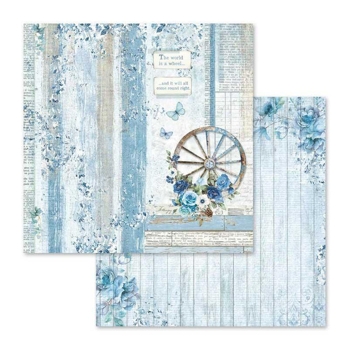 Scrapbooking Small Pad 10 Sheets 8"x8" - Blue Land - Root & Company