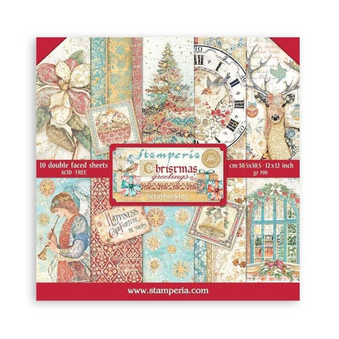 Scrapbooking Pad 10 Sheets 12"x12" - Christmas Greetings - Root & Company